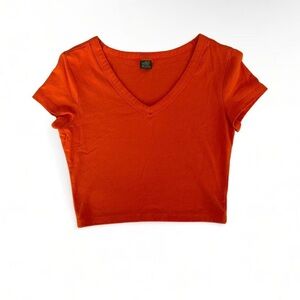 Wild Fable Short Sleeve Shirt Crop Top V-Neck